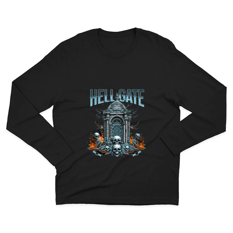 Höllentor mit Totenköpfen und Flammen Herren Langarm T-Shirt