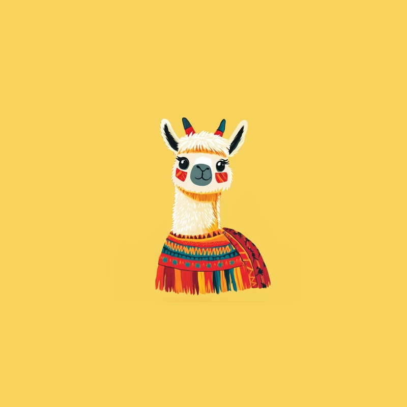 Cute Cartoon Llama in Colorful Peruvian Attire Bucket Hat