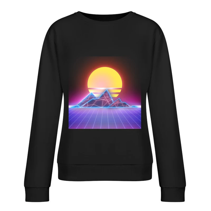 Retrowave Sonnenuntergang Landschaft Damen Pullover Sweatshirt