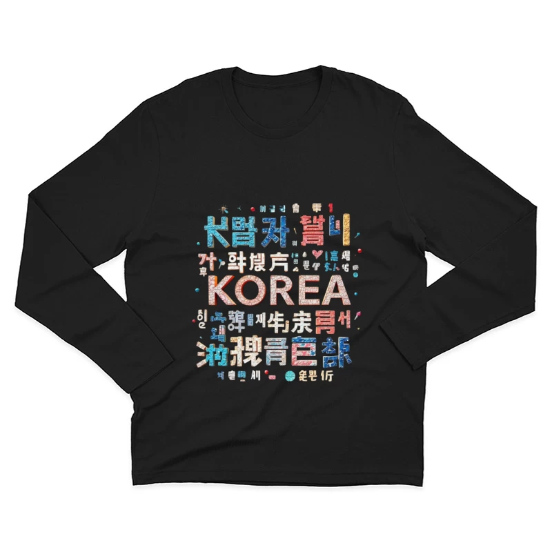 Artistic Korean Typography and Cultural Design Male Long Sleeve T-Shirt