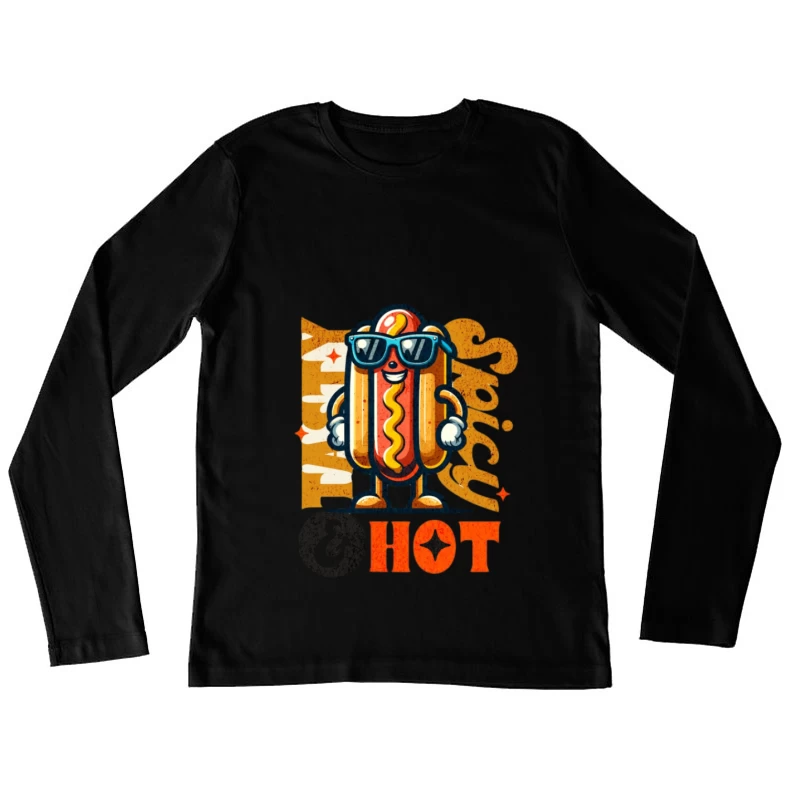 Graphique amusant de hot-dog épicé Femme Manches Longues T-Shirt