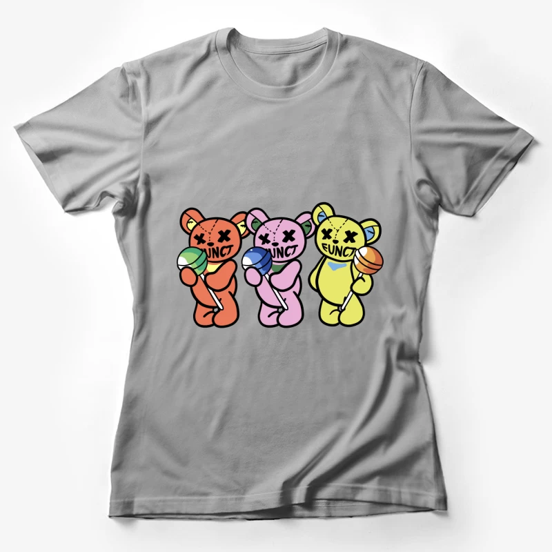 Bunte Teddybären mit Lutschern Damen T-Shirt