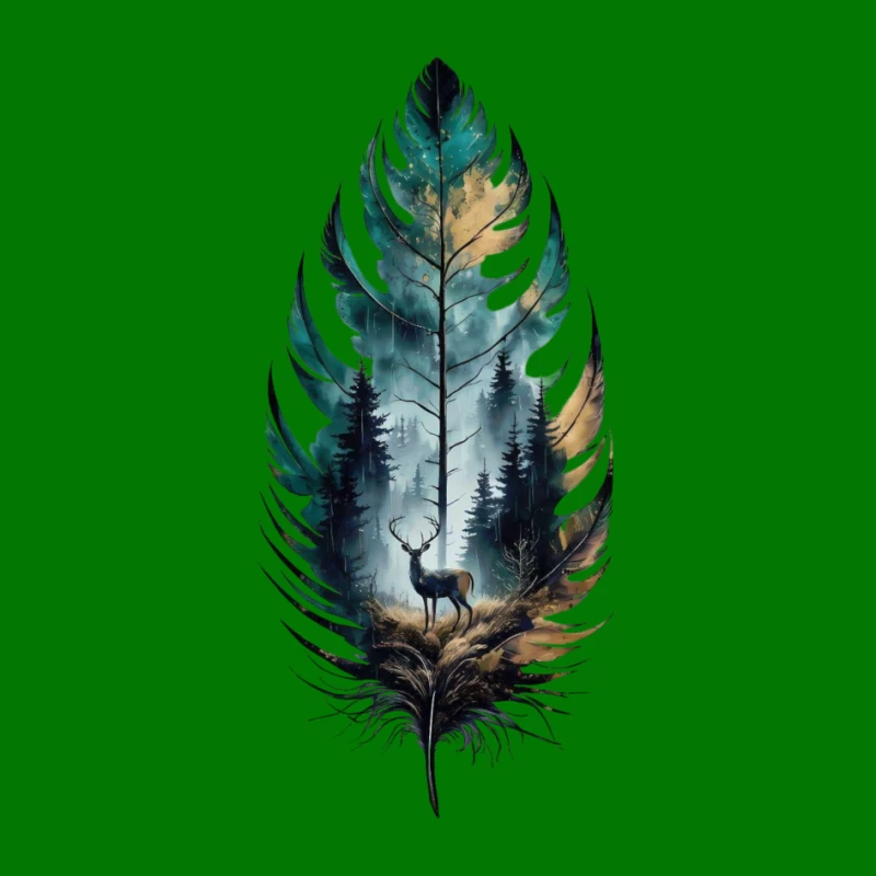 Nature-Inspired Art with Deer and Forest Pin