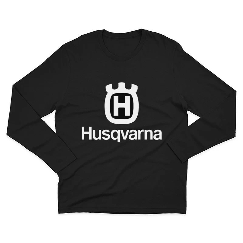 Husqvarna Brand Logo in Black and White Male Long Sleeve T-Shirt