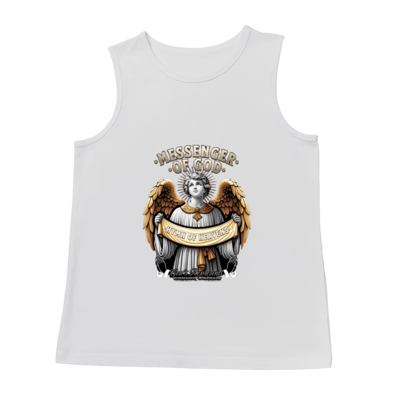 Divine Angel: Messenger of God with Hymn of Heavens Banner - Classical Religious Artwork Male Tank Top