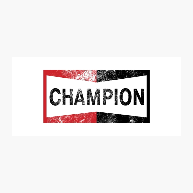 Champion Typography: Motivational Grunge Design in Red and Black Coffee Mug