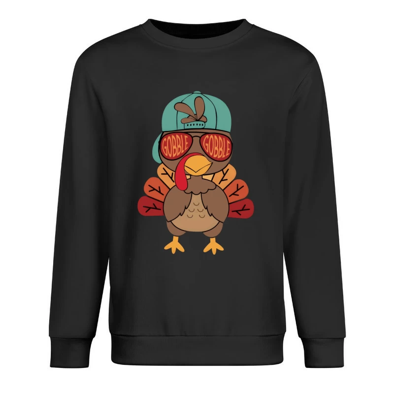 Cooler Truthahn mit Sonnenbrille und Mütze Herren Pullover Sweatshirt