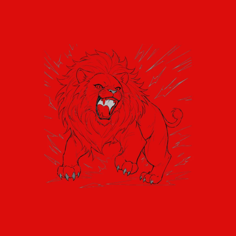 Fierce Roaring Lion Illustration Male Tank Top