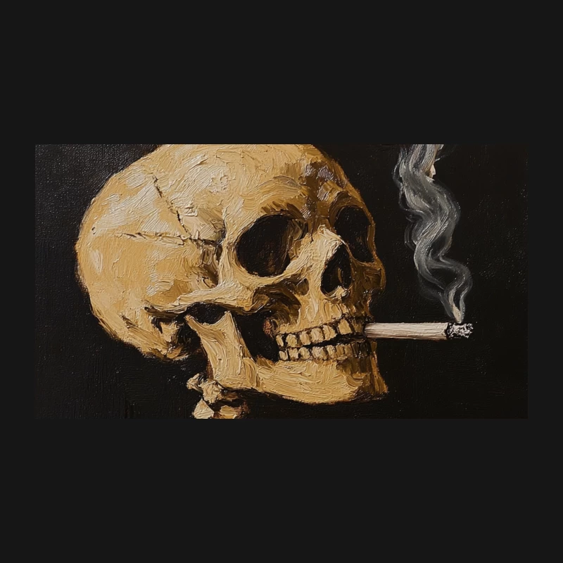 Smoking Skeleton: A Morbid Vanitas Painting Desk Mat