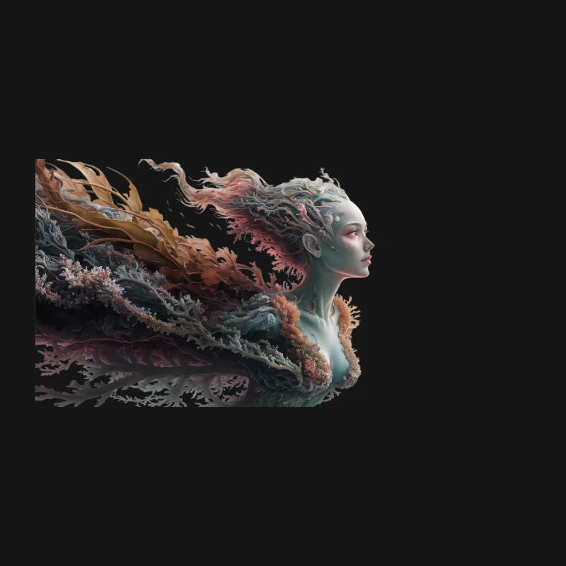 Ethereal Nature Fusion: Surreal Portrait of an Elemental Being Desk Mat