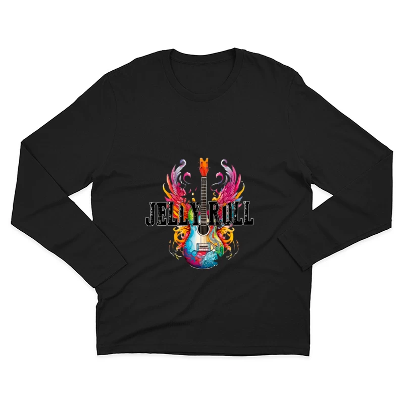 Bunte E-Gitarre mit Flügeln Herren Langarm T-Shirt