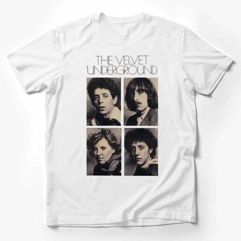 Vintage Black and White Portrait Collection of The Velvet Underground Band Members Male T-Shirt