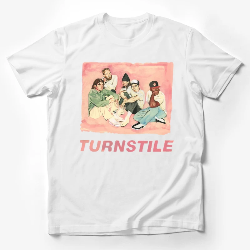 Watercolor Portrait of Hip Hop Group "Turnstile" Male T-Shirt