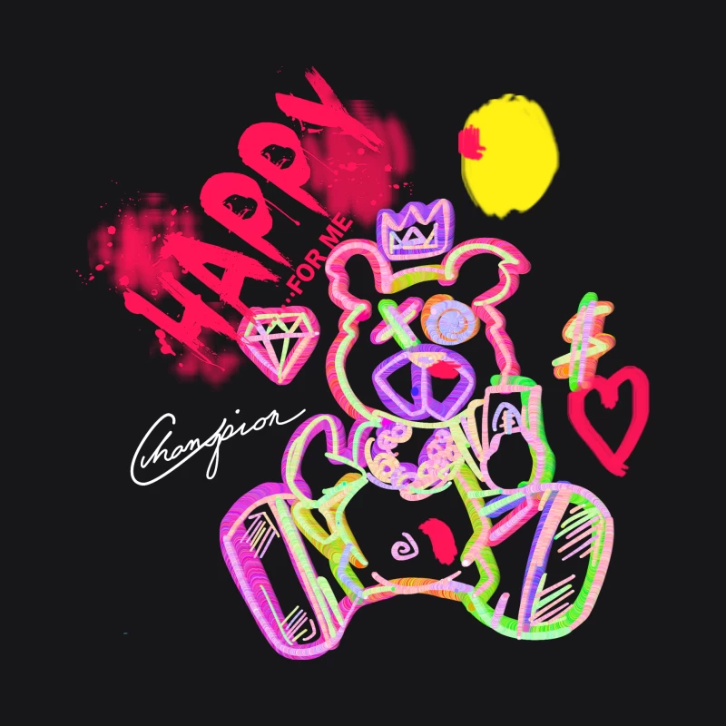 Neonbär mit Krone und Diamant Herren Pullover Hoodie