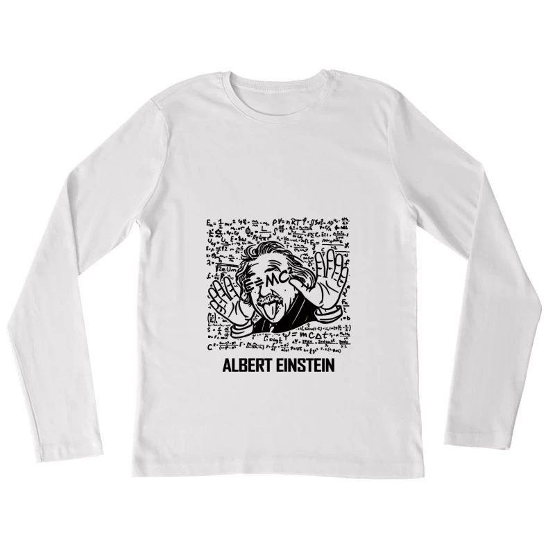 Albert Einstein Illustration mit Text Damen Langarm T-Shirt