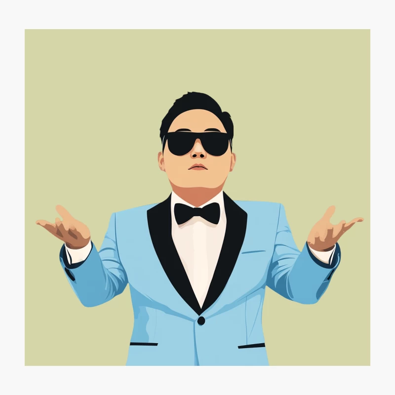 Stylish Cartoon Man in Blue Suit and Sunglasses Throw Pillow
