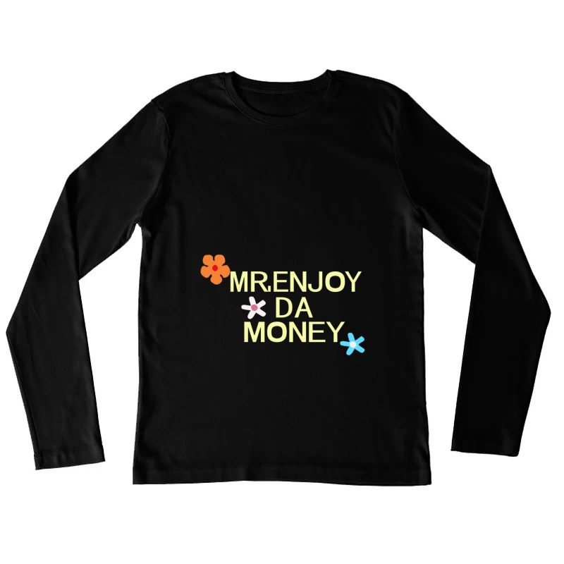 Florales Geldmotiv Damen Langarm T-Shirt