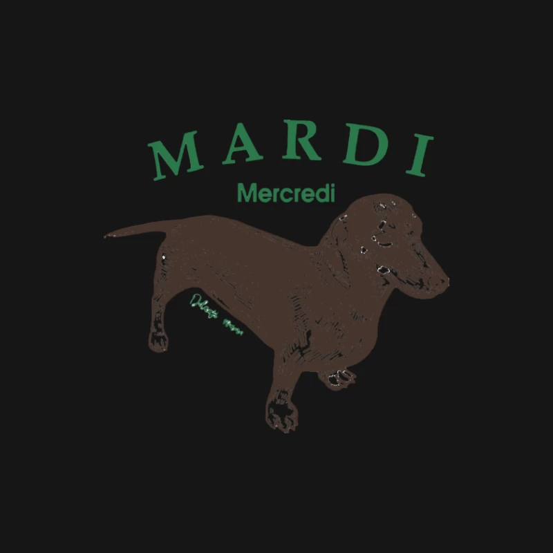 Dackel-Design mit französischen Wochentagen Herren Langarm T-Shirt