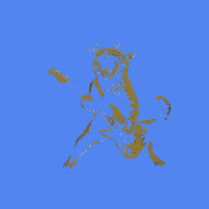 Rocking Cat with Electric Guitar Tapestry