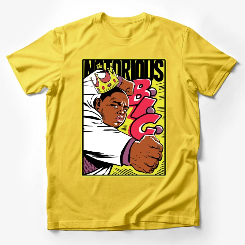 Notorious Hip-Hop Comic Style Illustration with Crown Male T-Shirt