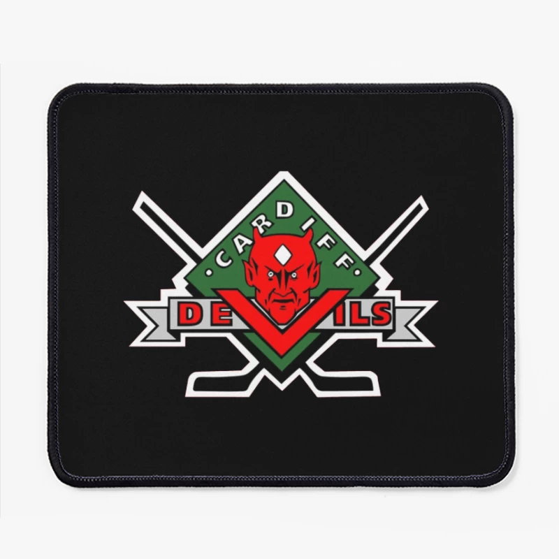 Cardiff Devils Hockey Team Logo with Red Devil Mascot Mouse Pad