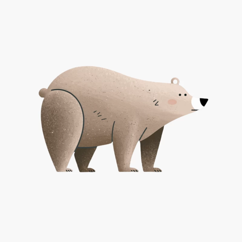 Cute Minimalist Cartoon Polar Bear Illustration Cotton Tote Bag