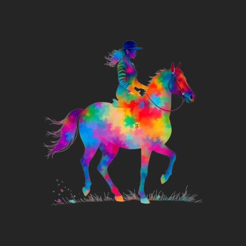 Colorful Horse Rider Male Pullover Sweatshirt