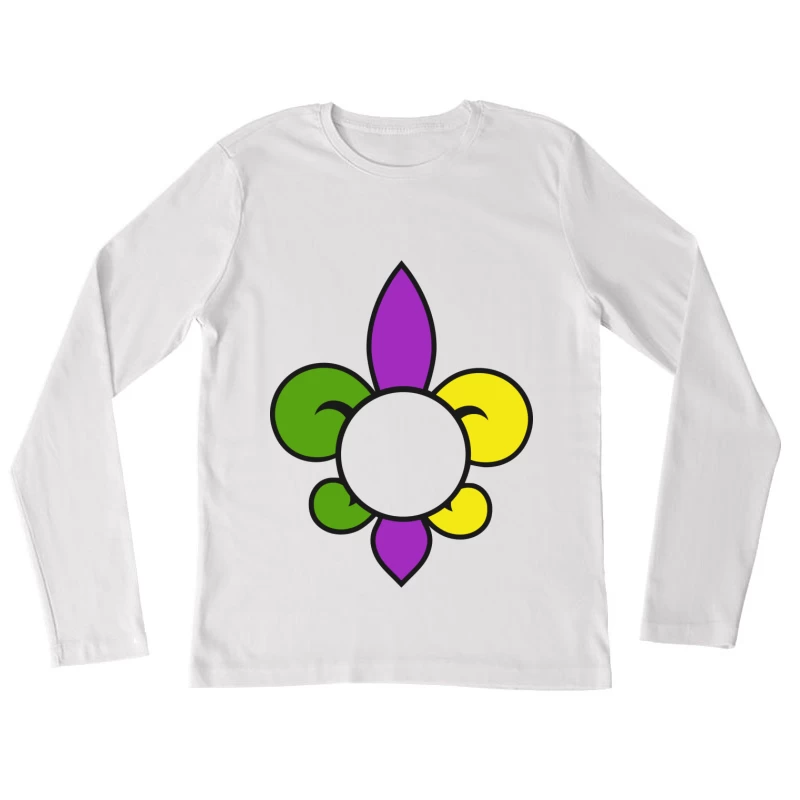 Fleur de lis multicolore Femme Manches Longues T-Shirt