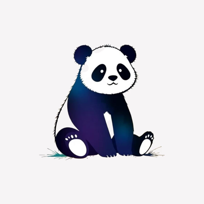 Cute Blue Gradient Cartoon Panda Illustration Female T-Shirt