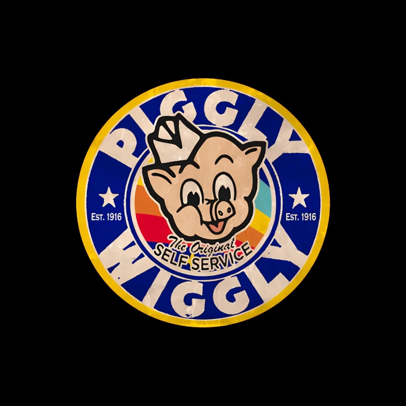 Vintage Piggly Wiggly Supermarket Logo - The Original Self Service Store Since 1916 Throw Pillow