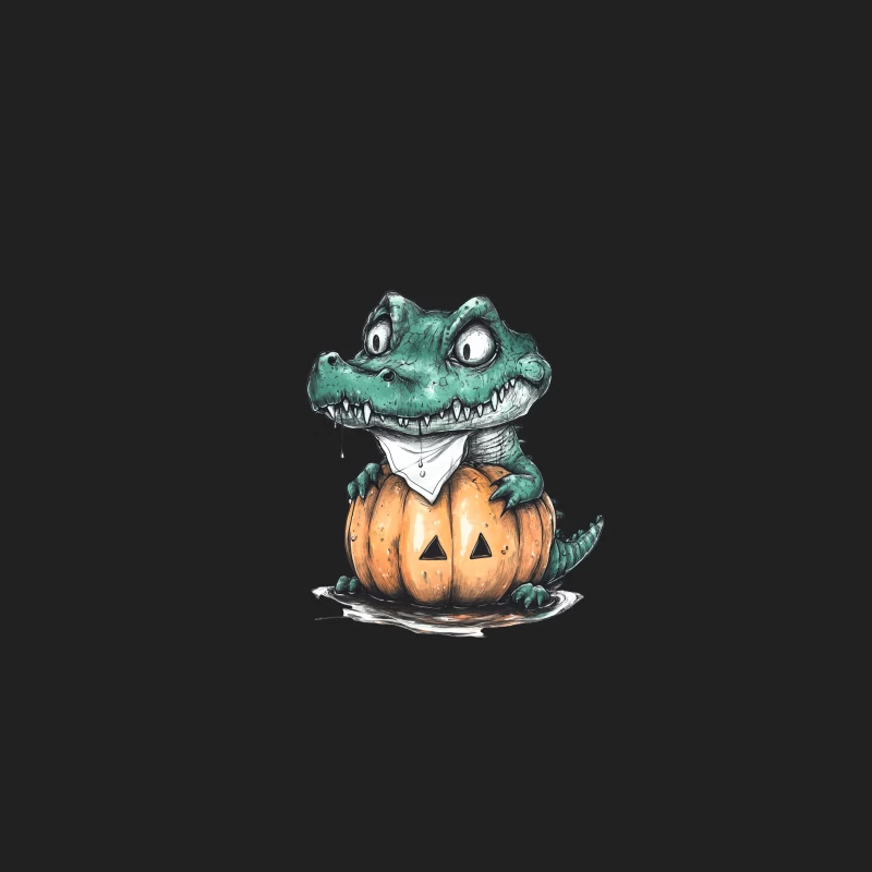 Cute Cartoon Alligator in Halloween Pumpkin Bucket Hat