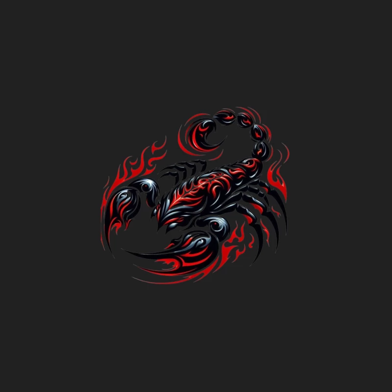 Stylized Scorpion with Flames Bucket Hat