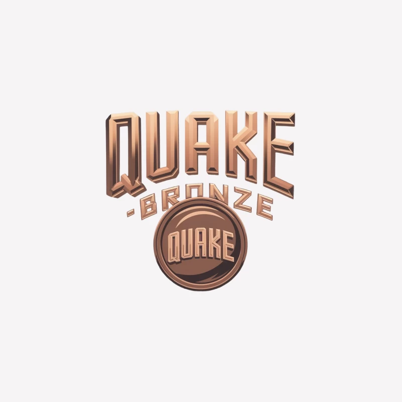 Quake Bronze 3D Metallic Game Logo Typography Female T-Shirt