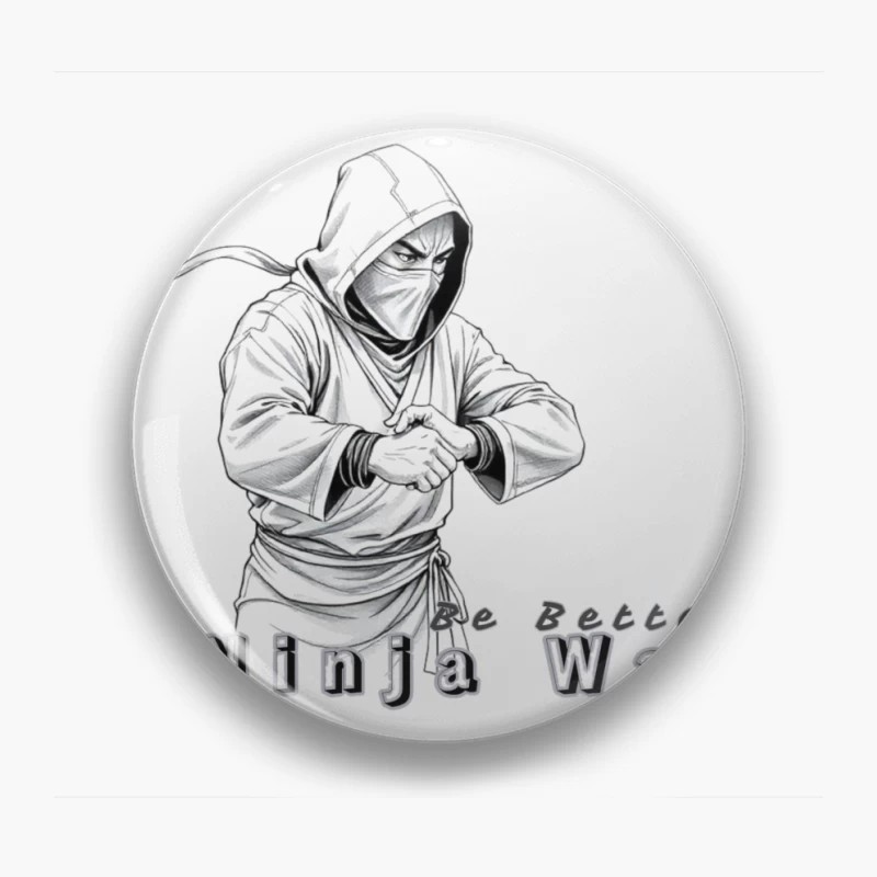 Masked Ninja Warrior in White Hood - The Ninja Way Pin