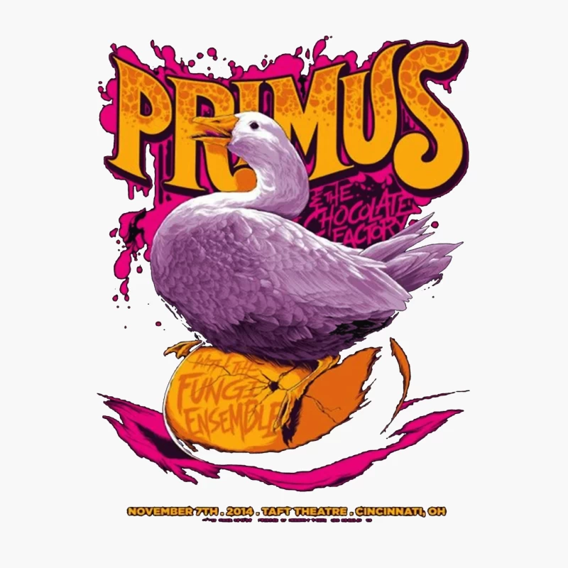 Primus Rock Band Concert Poster with Purple Duck Design Cotton Tote Bag