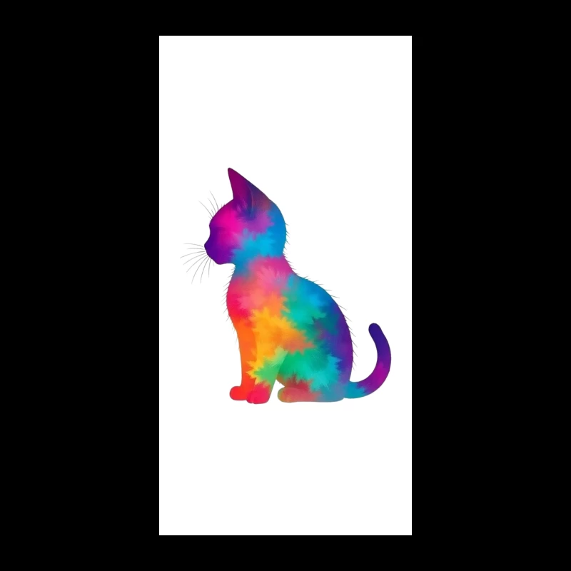 Rainbow Tie-Dye Cat Silhouette Art iPhone Case