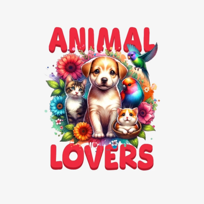 Amoureux des animaux avec chien, chat et fleurs Femme Sweat-shirt à enfiler
