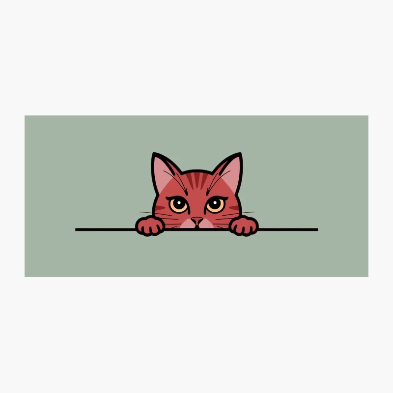 Cute Red Cat Peeking Cartoon Illustration Coffee Mug