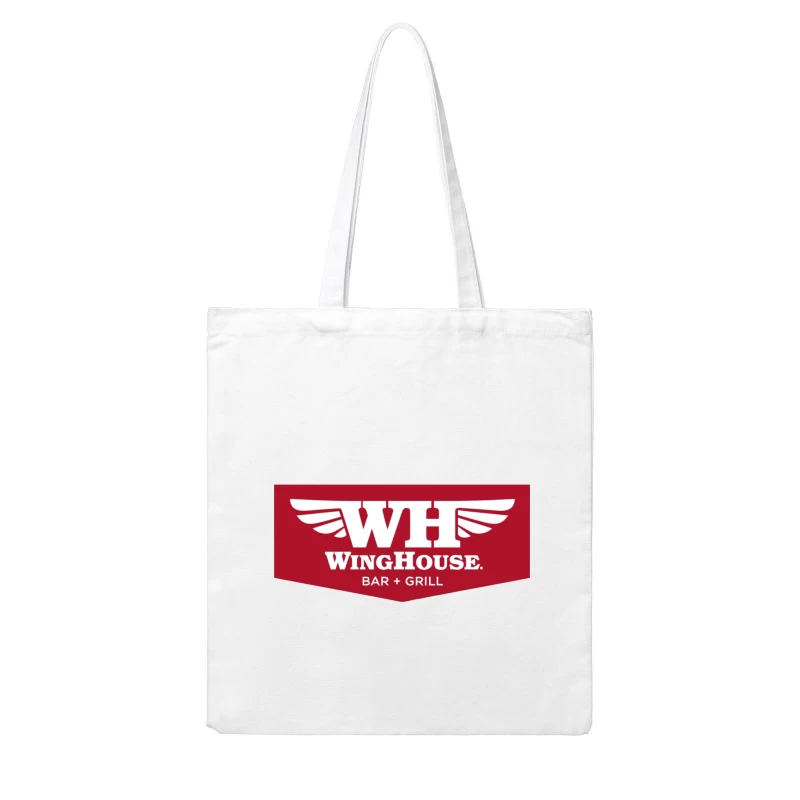 WingHouse Bar & Grill Restaurant Logo with Wings Design Cotton Tote Bag