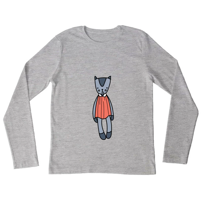 Jouet chat en peluche avec robe rouge Femme Manches Longues T-Shirt