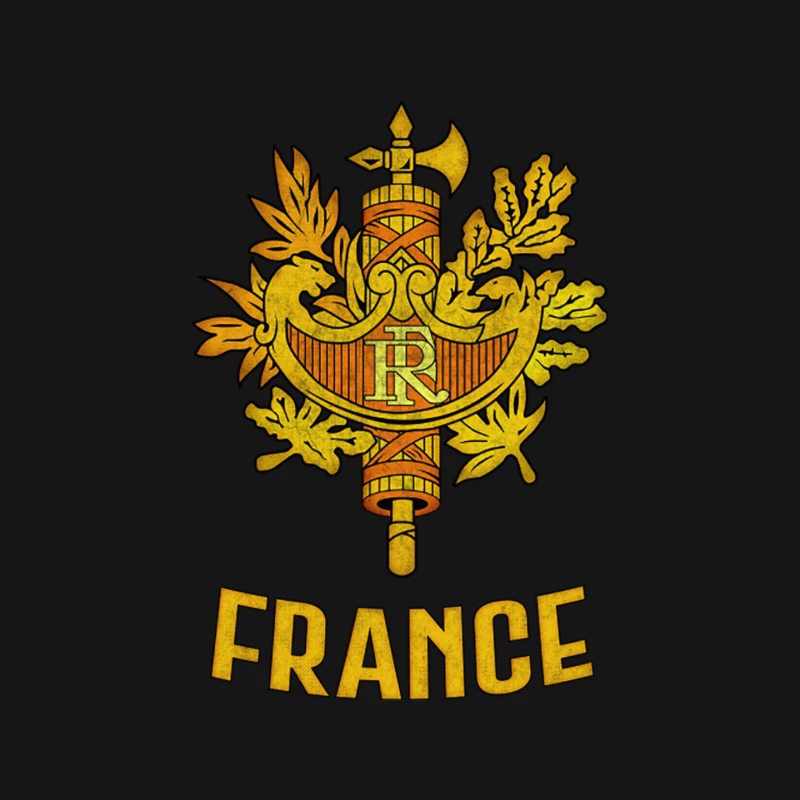 France   Faded Style Coat of Arms Emblem Design Mouse Pad