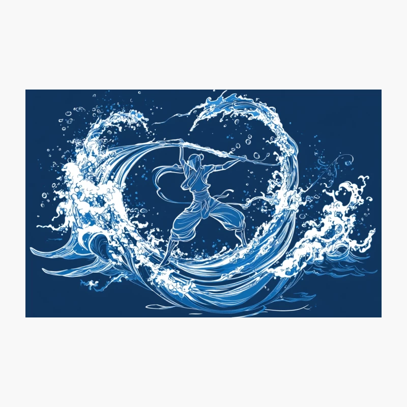 Water Bending Avatar: Dynamic Fantasy Illustration Travel Mug