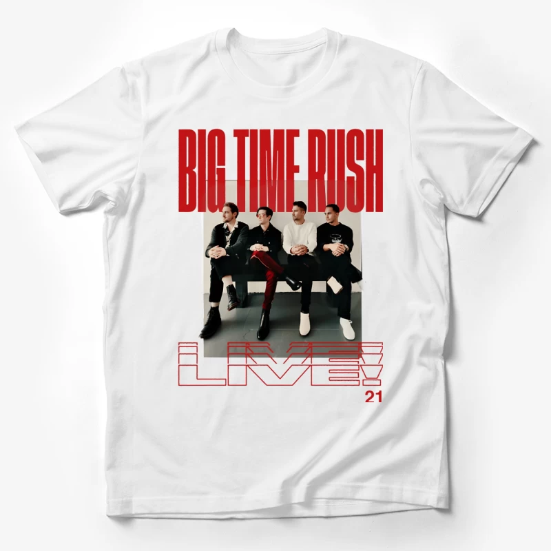 Big Time Rush Band Promotional Photo with Red Typography Design Male T-Shirt