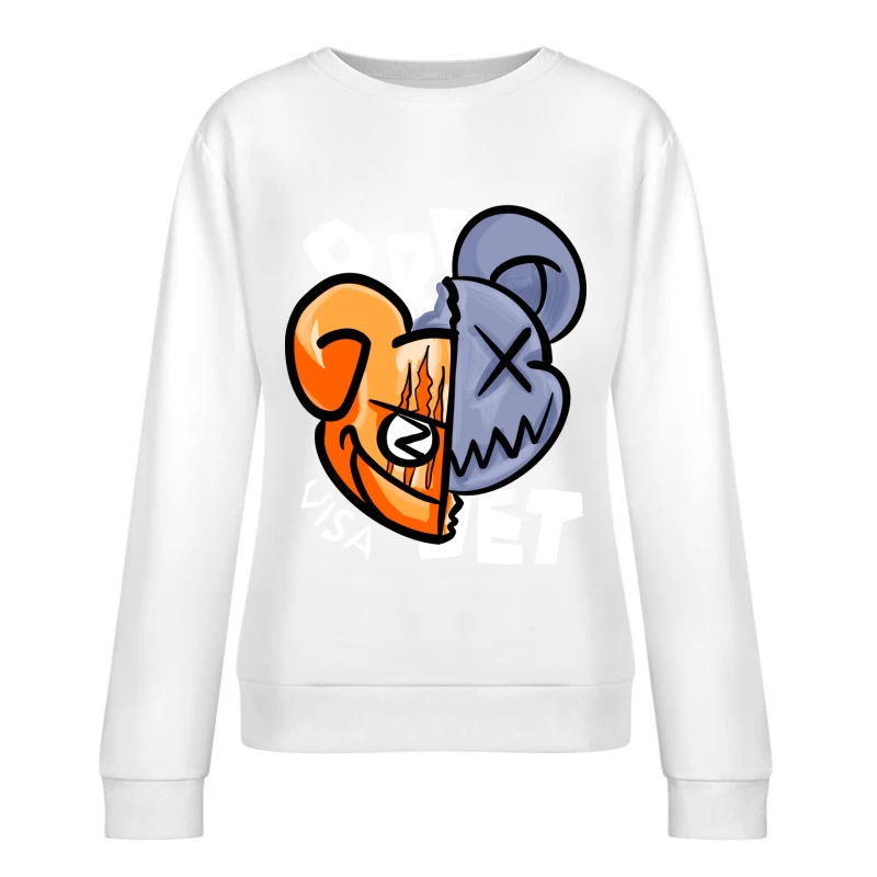 Kreatives Bären-Masken-Design Damen Pullover Sweatshirt