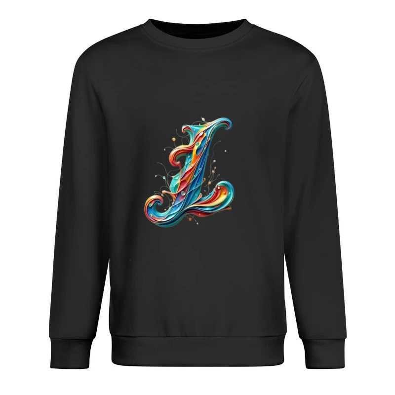 Ornate Quilling Typography: Colorful Letter L Design Male Pullover Sweatshirt