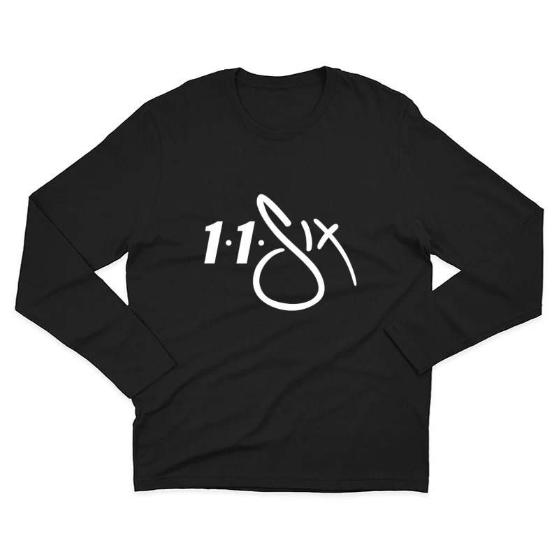 White Minimalist Number 11 Logo Outline Male Long Sleeve T-Shirt