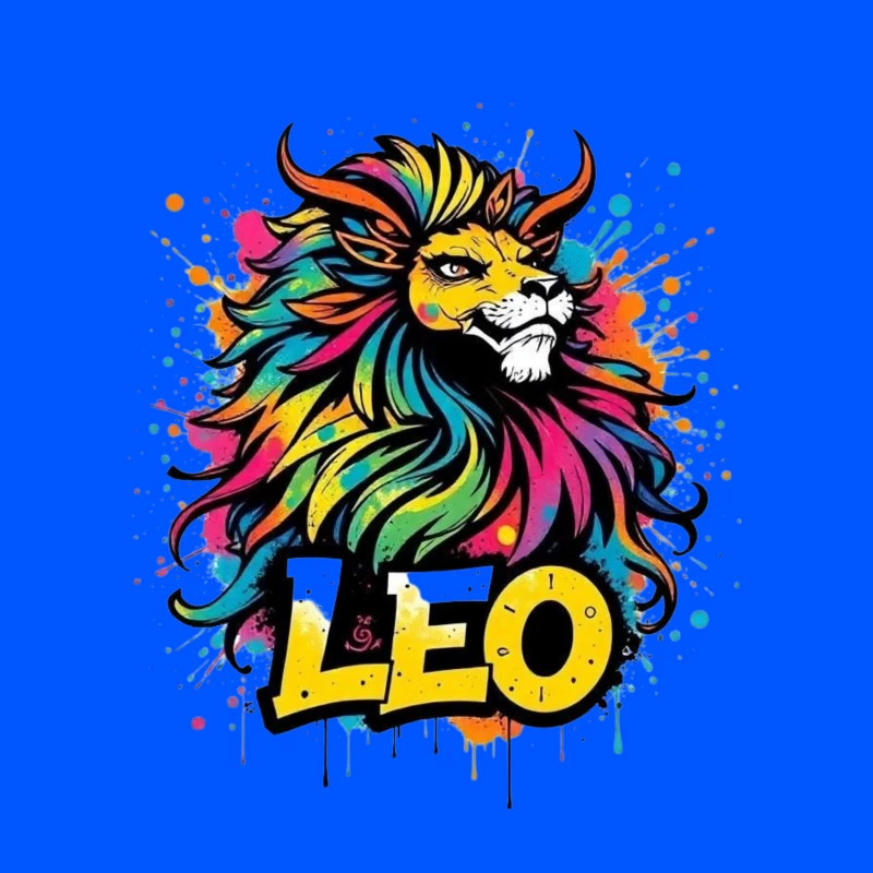 Colorful Leo Zodiac Lion Art Throw Pillow