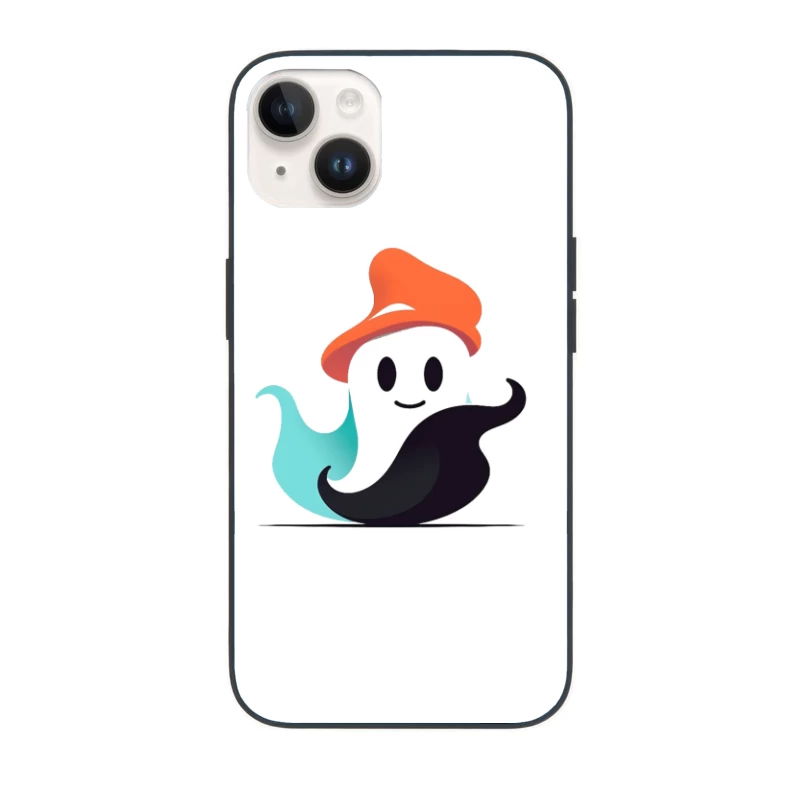 Cute Ghost Mascot with Orange Hat iPhone Case