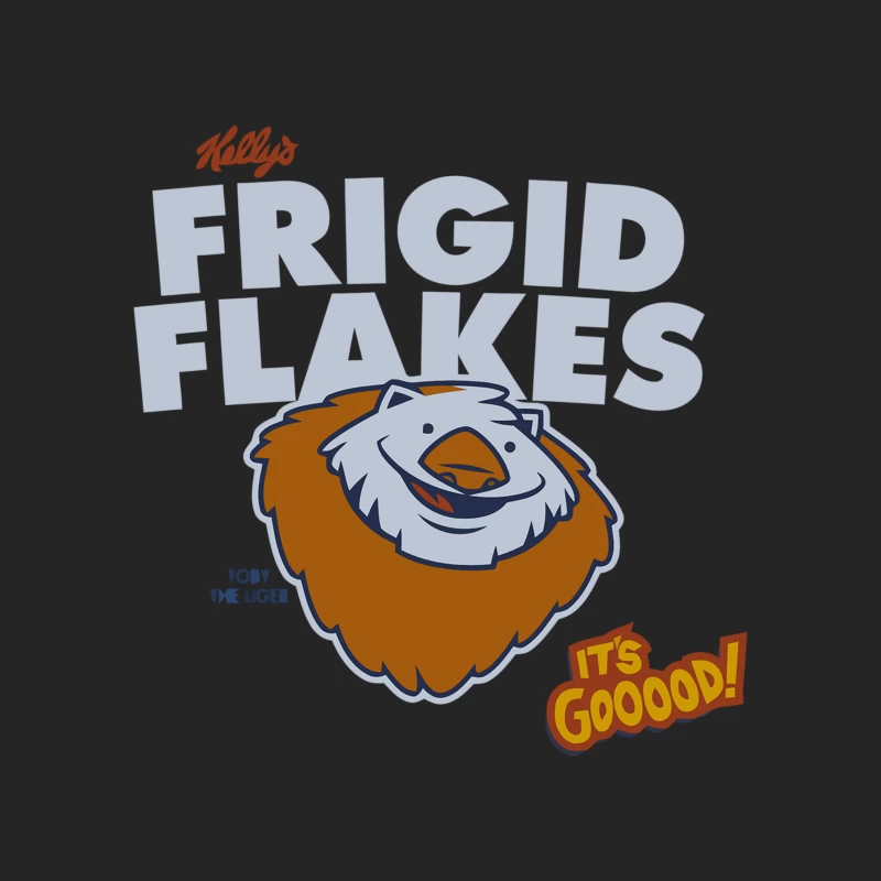 Cartoon Tiger Mascot on Frigid Flakes Cereal Box Design Male Pullover Sweatshirt