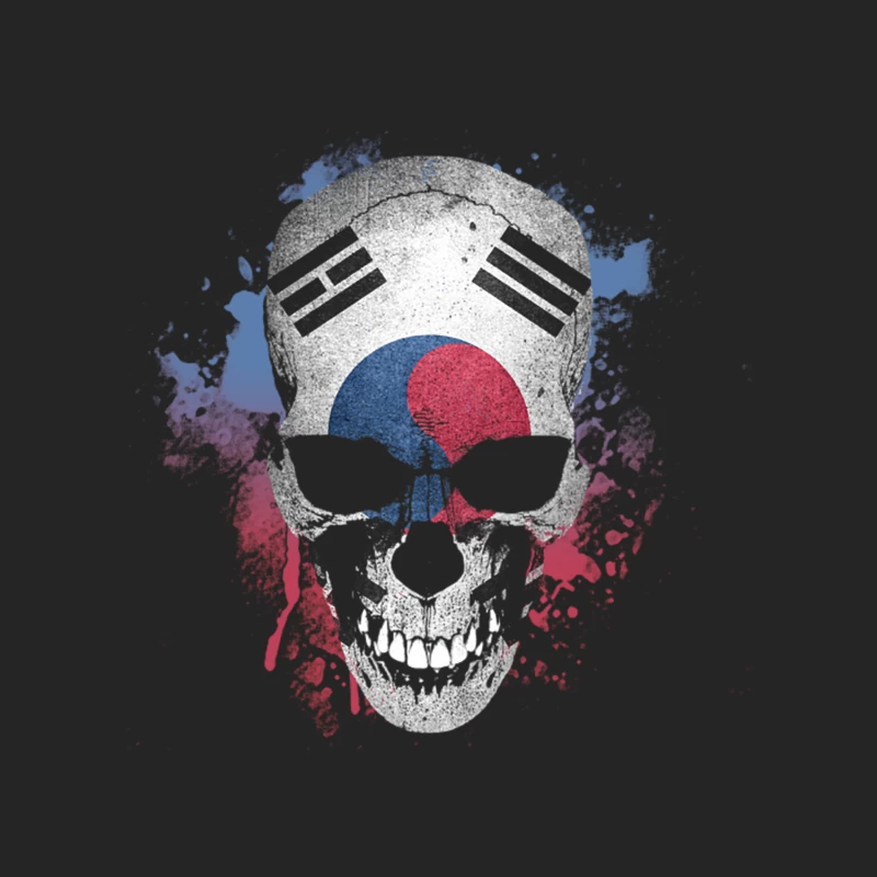 South Korea Flag Skull Male Pullover Sweatshirt